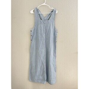 Navy and White Stripe Denim Overall Dress Vtg